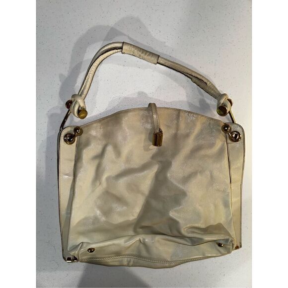 Vintage Cream Leather Bag - Picture 1 of 7